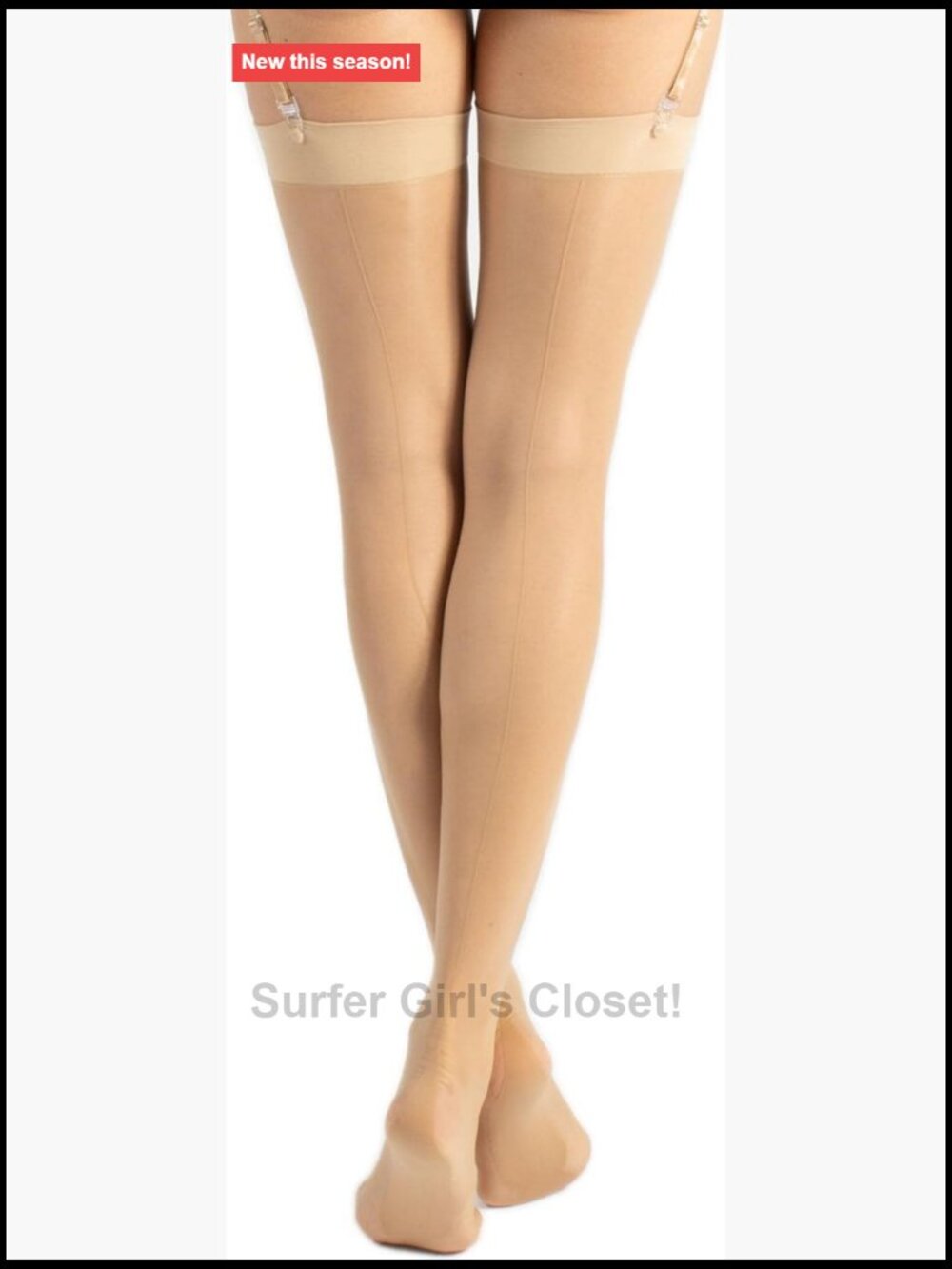 Thigh High Stockings Back Seam 15 Denier Sheer Pantyhose Seamed Hosiery
